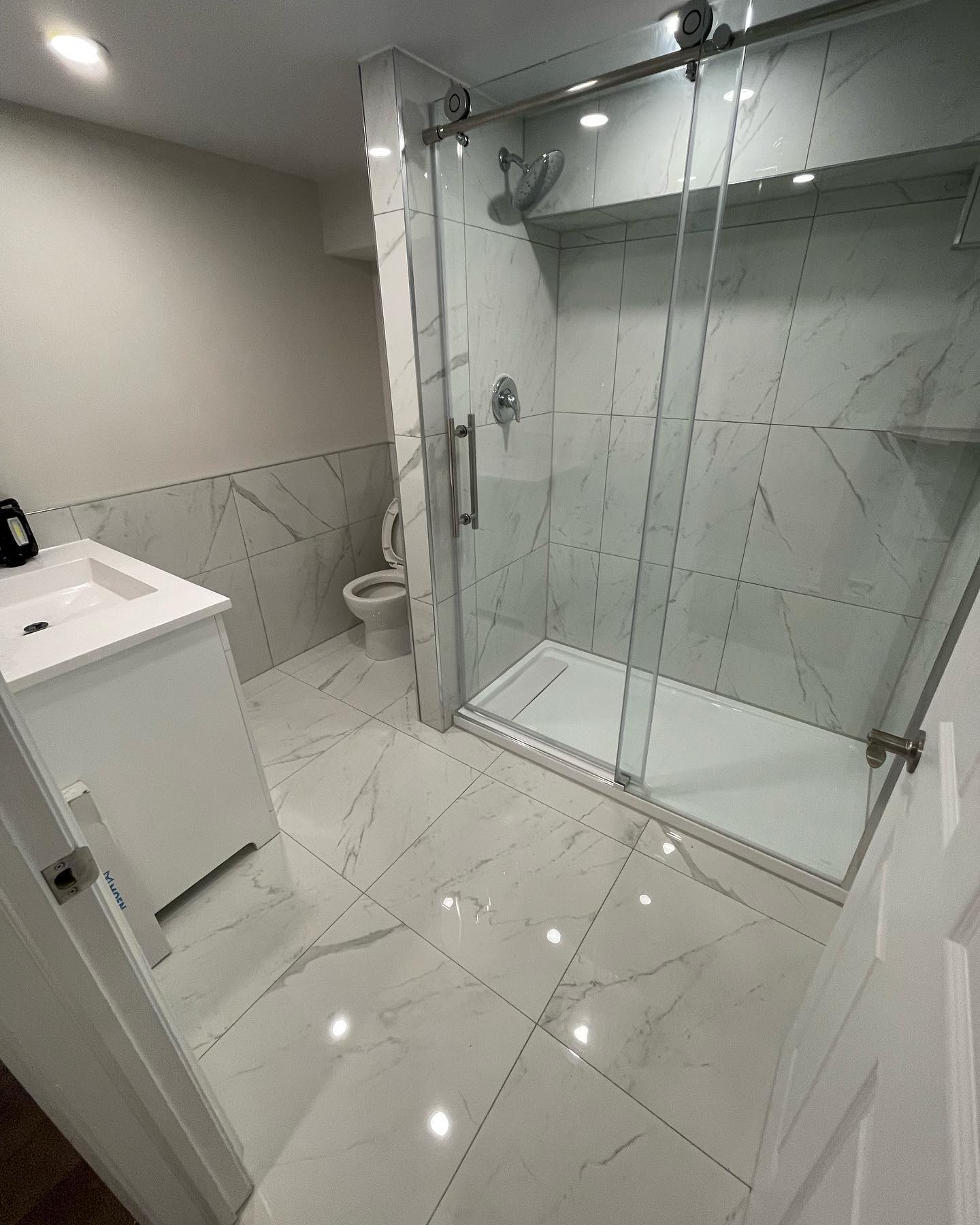 Finished bathroom renovation completed by Karks Contracting